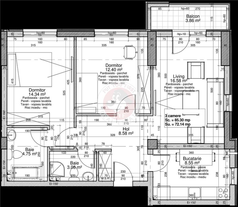Panorama City | Apartament 3 camere | Decomandat | 72mp | B12237